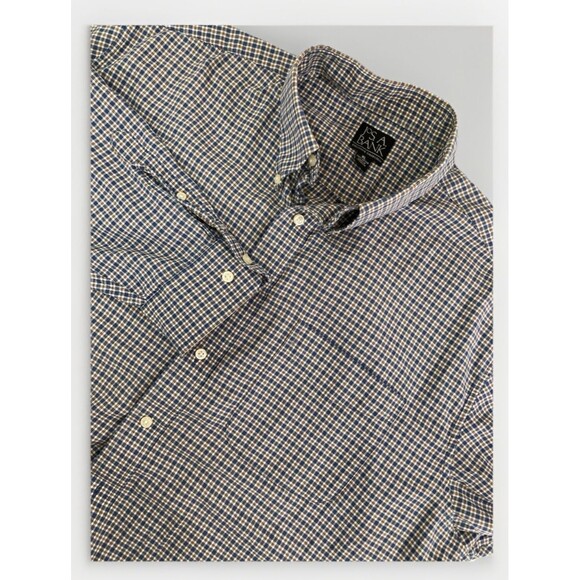 Jos A Bank Executive Shirt Men’s XL Blue Yellow Plaid Cotton Button Up Casual - Picture 1 of 10